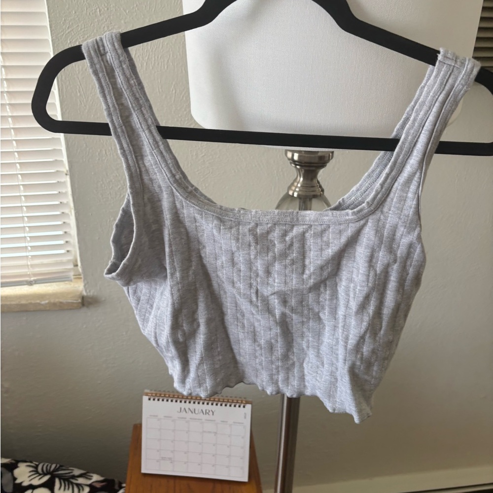 Aerie Heather Gray Ribbed Crop Top